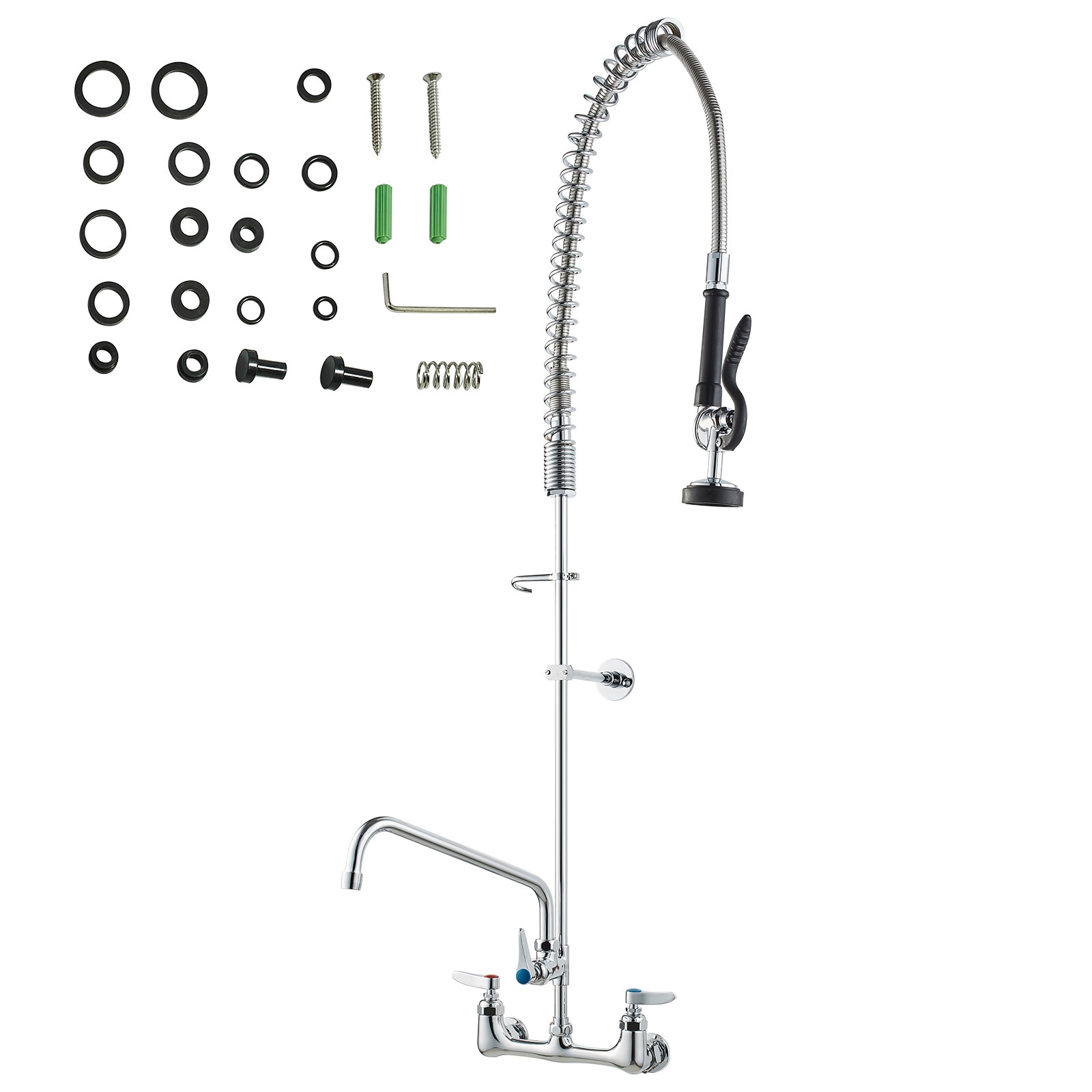 Commercial Kitchen Faucet With Pre-rinse Sprayer And Swing Spout_voghion.com
